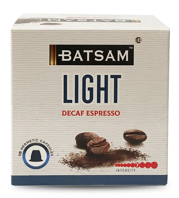 BATSAM™ LIGHT Decaf Espresso Coffee Capsules — Front View